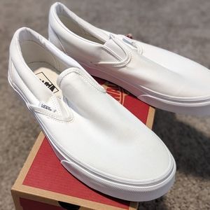 White Vans classic slip-on shoes 8.5w/10m